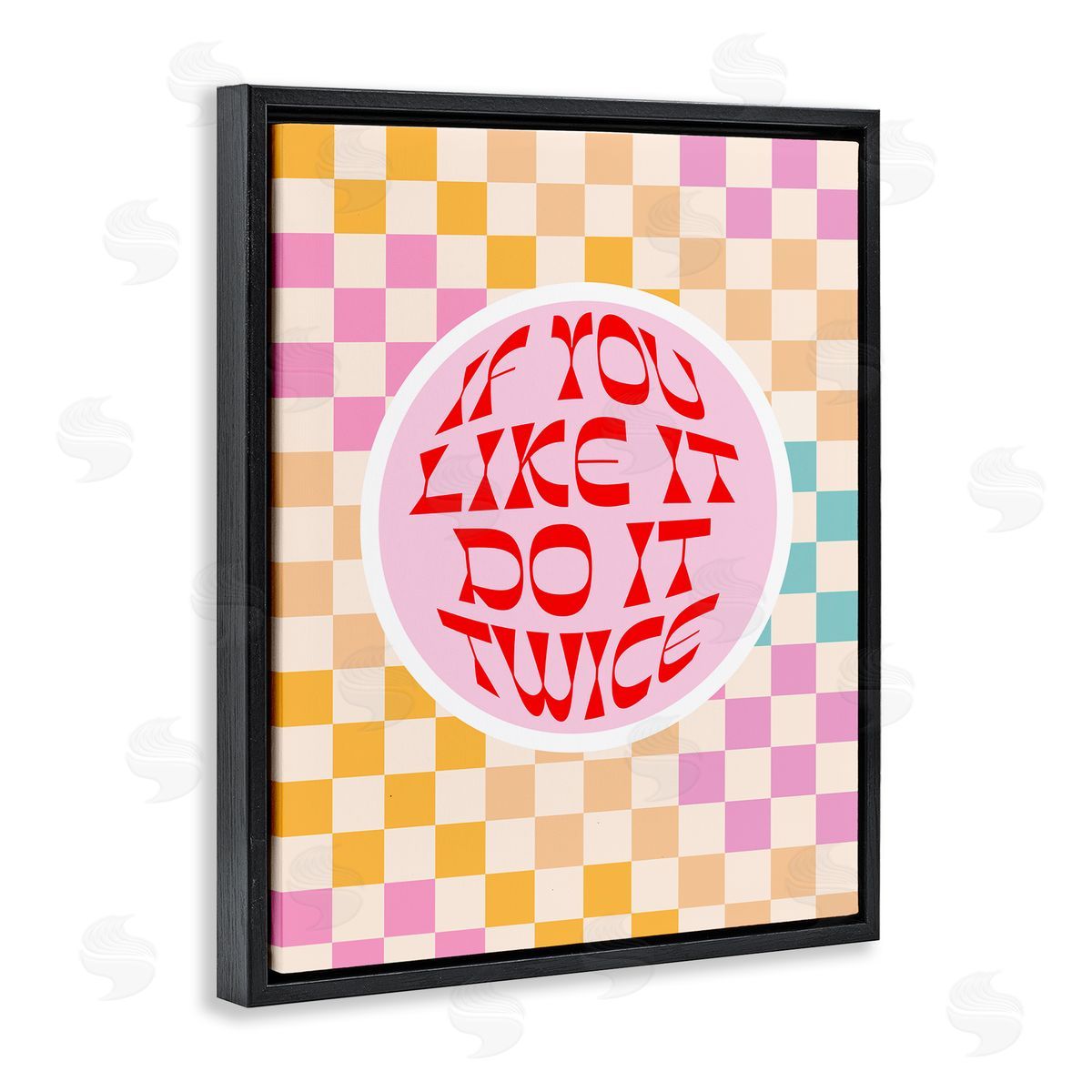 Dominique Vari Groovy Pattern Do It Twice Black Floating Frame Canvas Wall Art Print