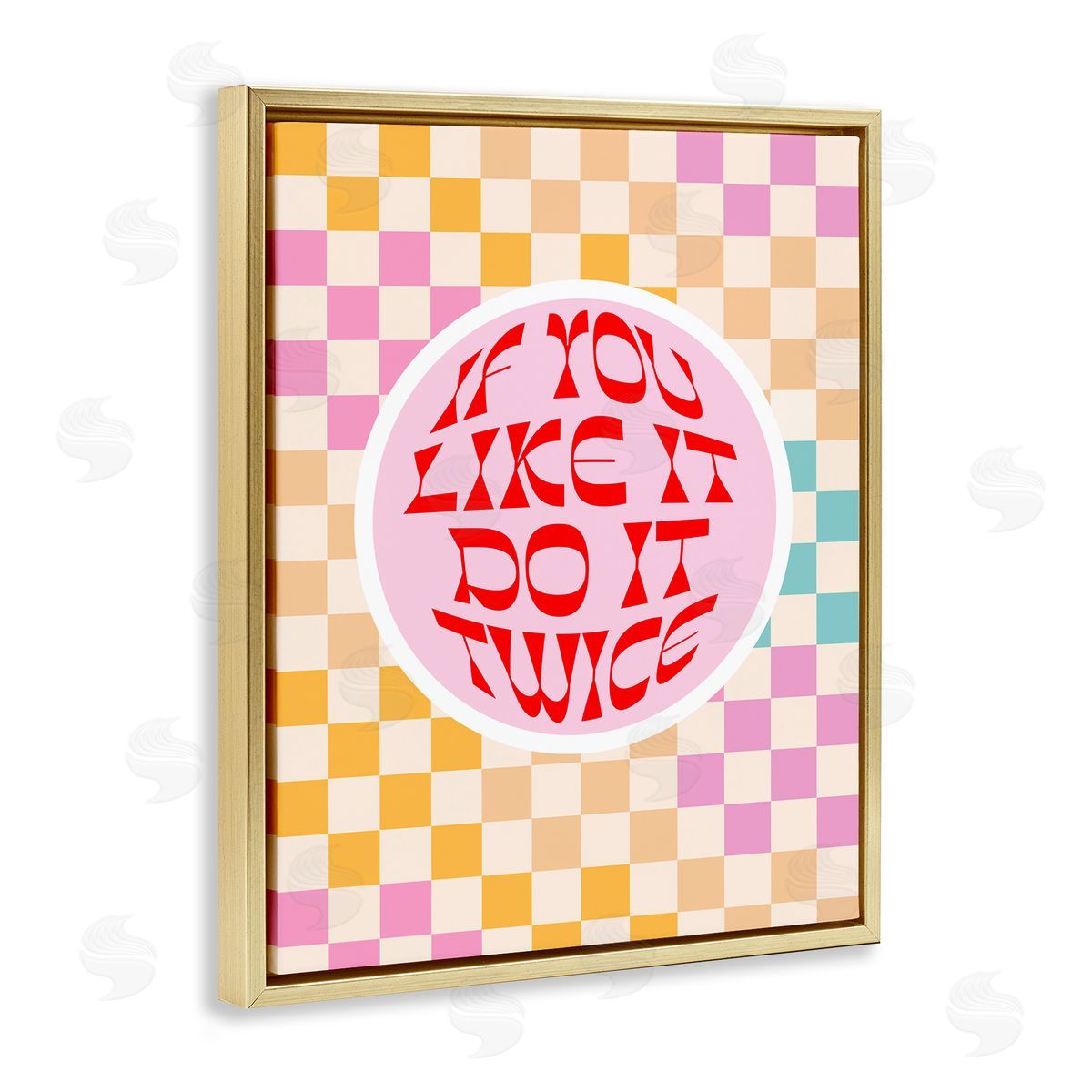 Dominique Vari Groovy Pattern Do It Twice Gold Floating Frame Canvas Wall Art Print