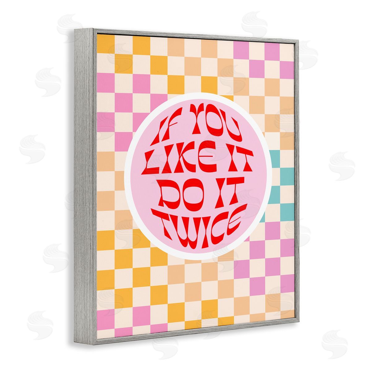 Dominique Vari Groovy Pattern Do It Twice Gray Framed Giclee Wall Art Print