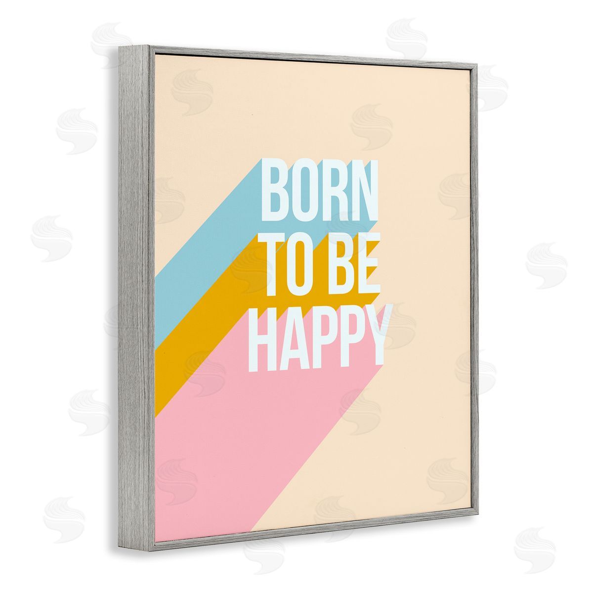 Dominique Vari Born To Be Happy Pastel Gray Framed Giclee Wall Art Print