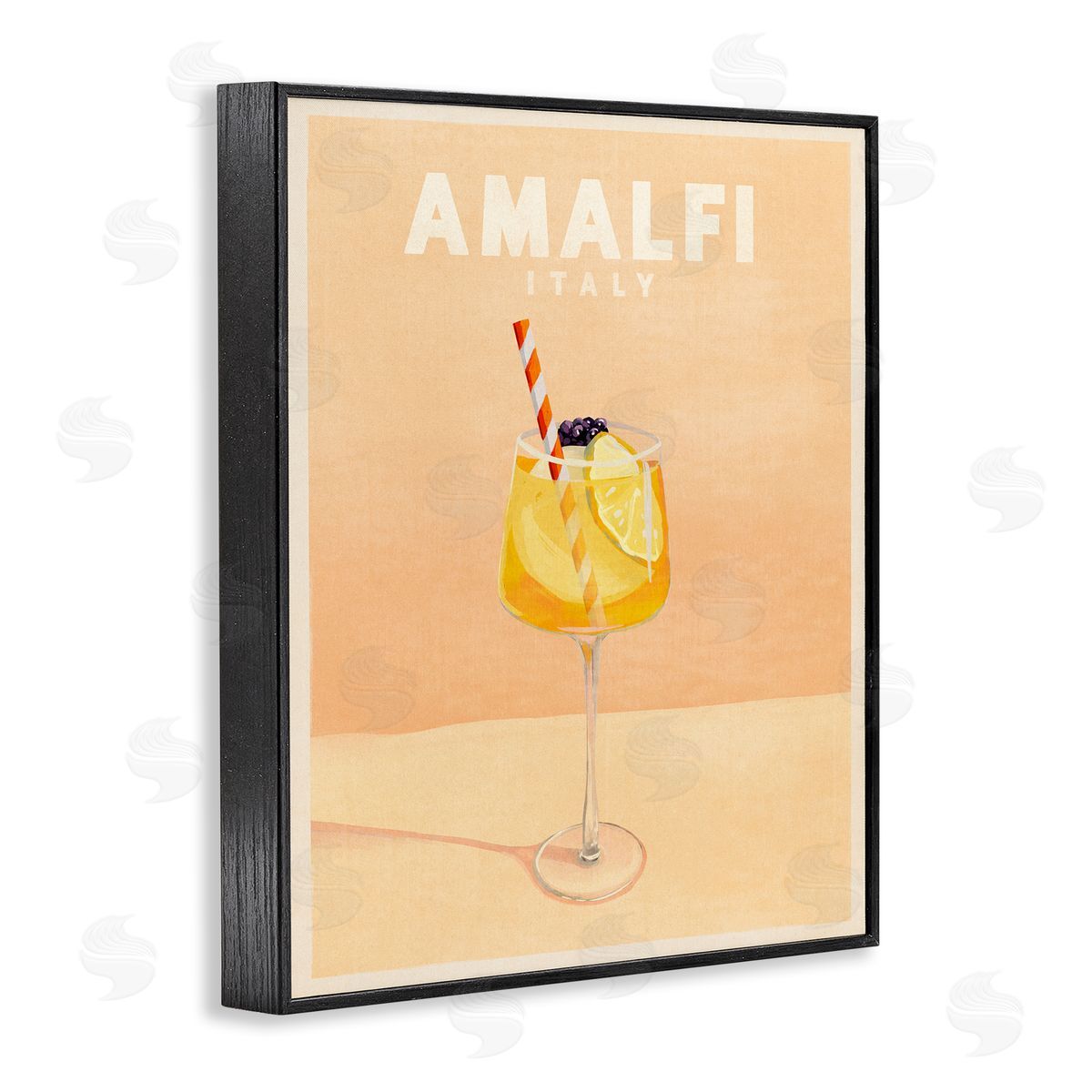 Amalfi Italy with Cocktail Black Frame Print Wall Art, Home Decor by The Whiskey Ginger