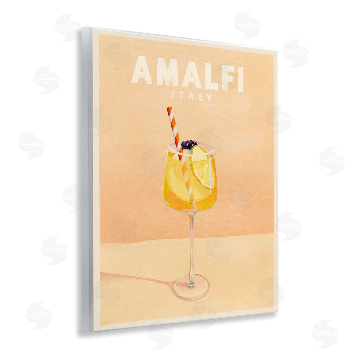 Amalfi Italy with Cocktail Wood Plaque Wall Art, Home Decor by The Whiskey Ginger