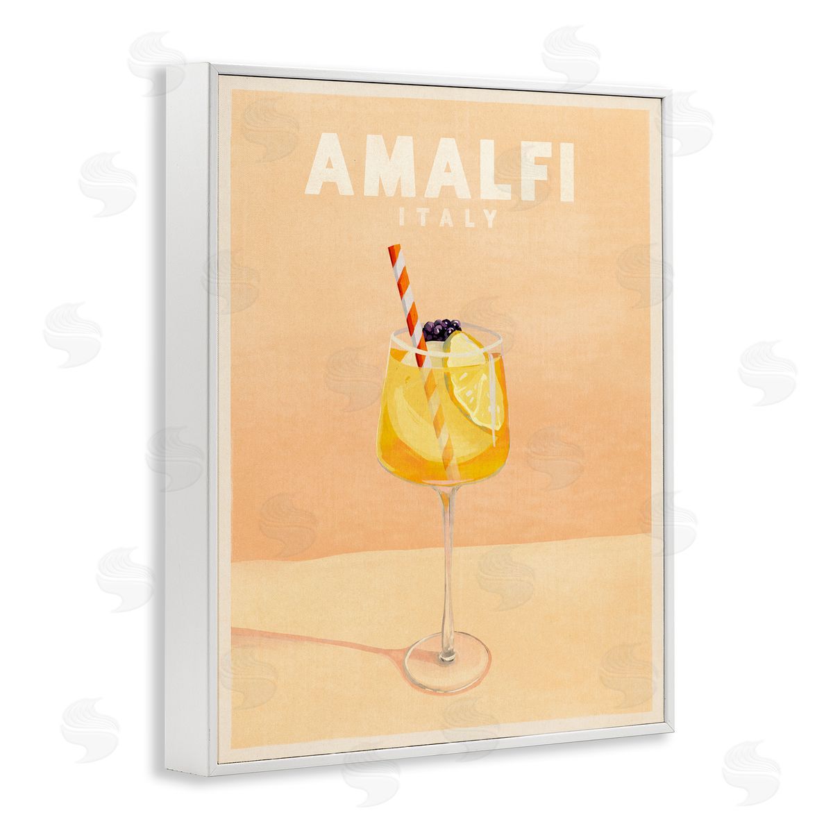 Amalfi Italy with Cocktail White Frame Print Wall Art, Home Decor by The Whiskey Ginger