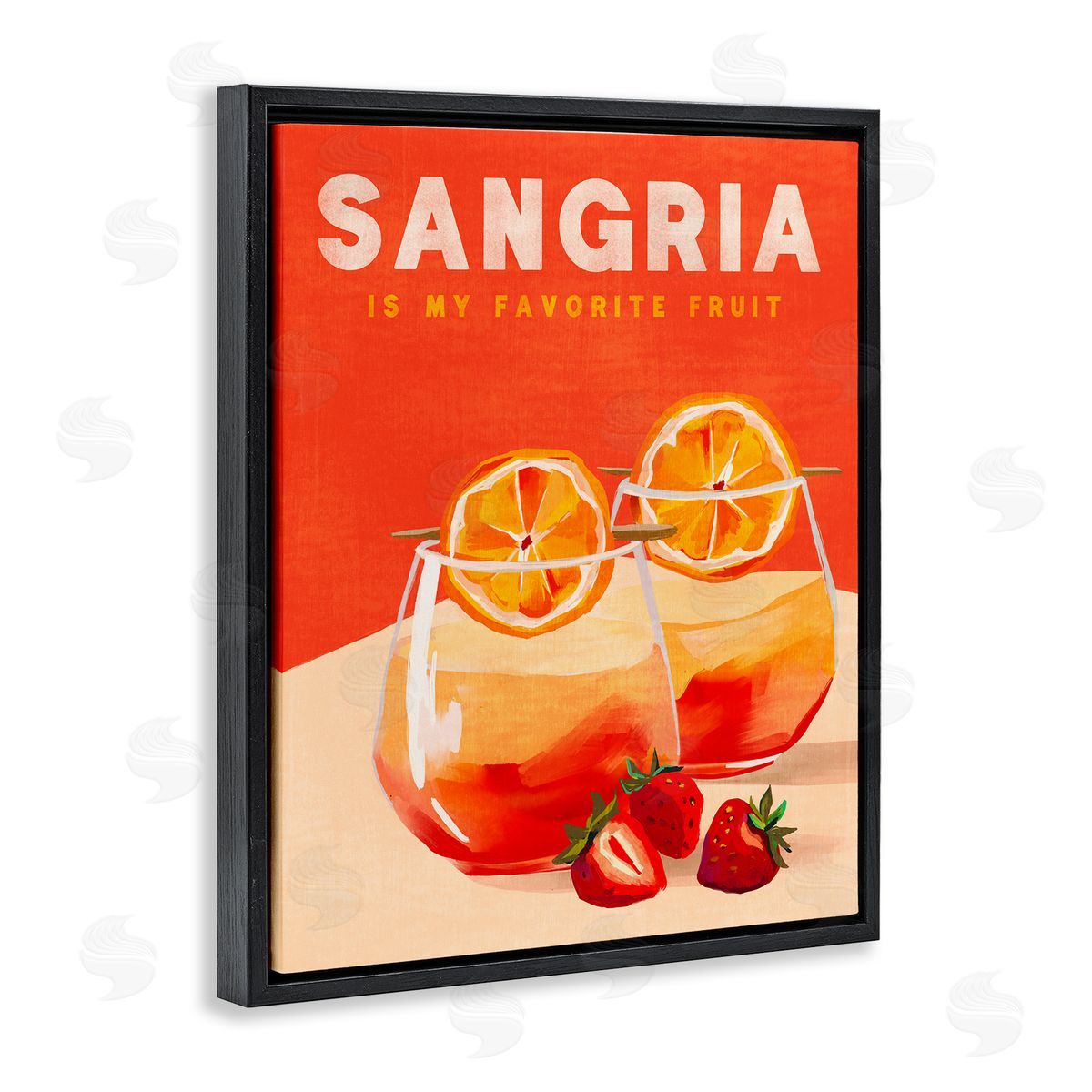 Sangria Favorite Fruit Black Floating Frame Canvas Wall Art, Home Decor by The Whiskey Ginger