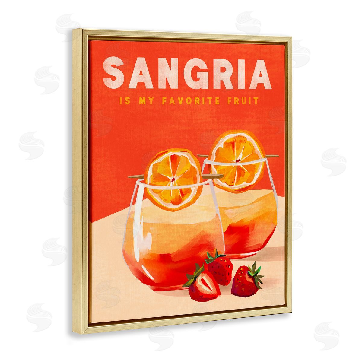 Sangria Favorite Fruit Gold Floating Frame Canvas Wall Art, Home Decor by The Whiskey Ginger