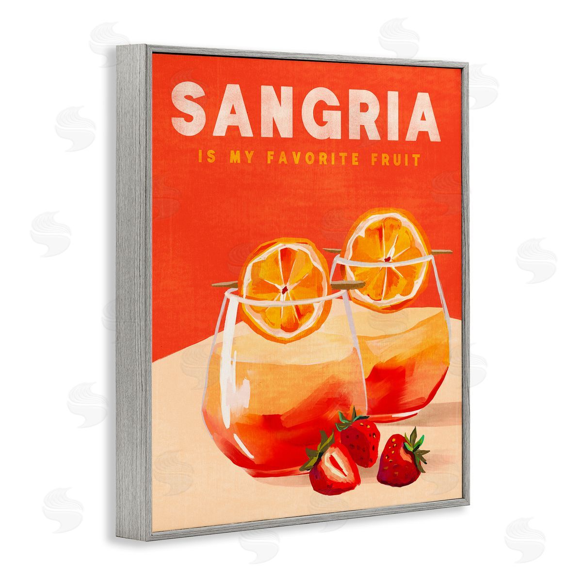 Sangria Favorite Fruit Grey Frame Print Wall Art, Home Decor by The Whiskey Ginger