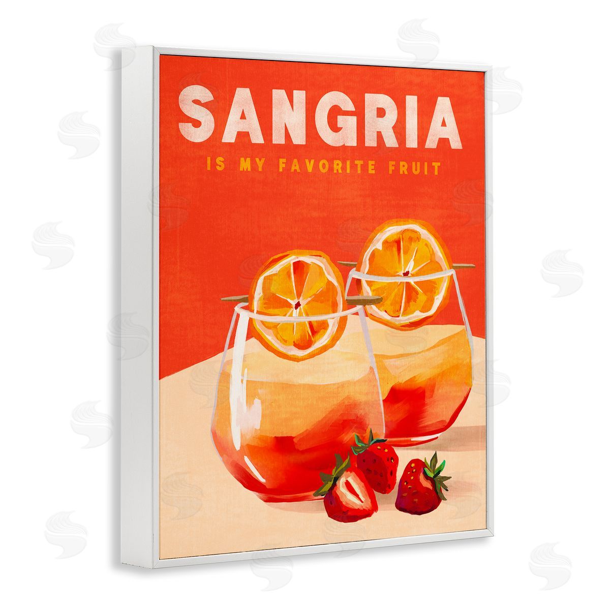 Sangria Favorite Fruit White Frame Print Wall Art, Home Decor by The Whiskey Ginger