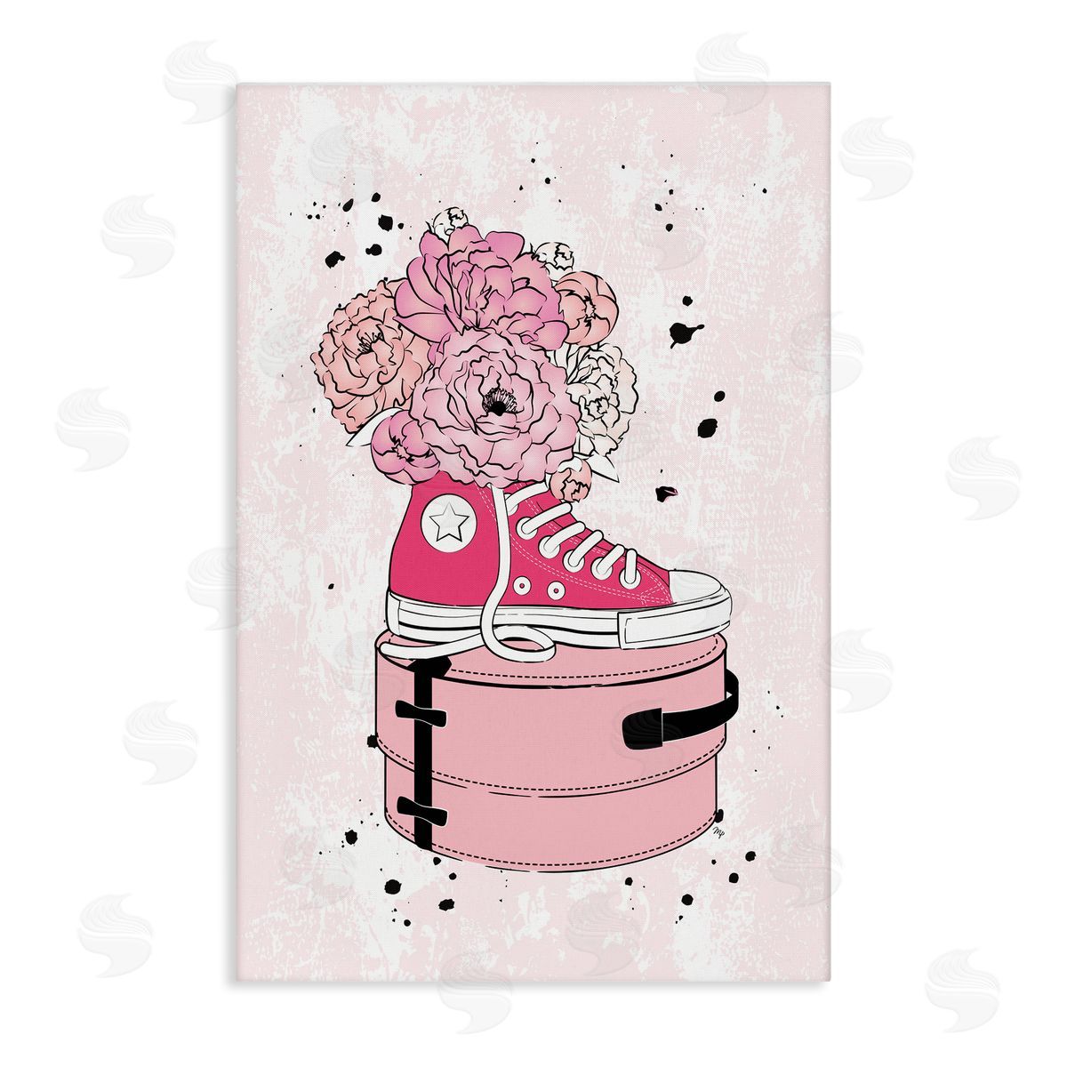 Martina Pavlova Pink Glam Sneaker Florals Canvas Wall Art Print