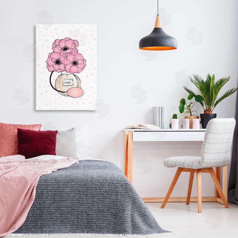 Martina Pavlova Dotted Floral Perfume Canvas Wall Art Print in Room