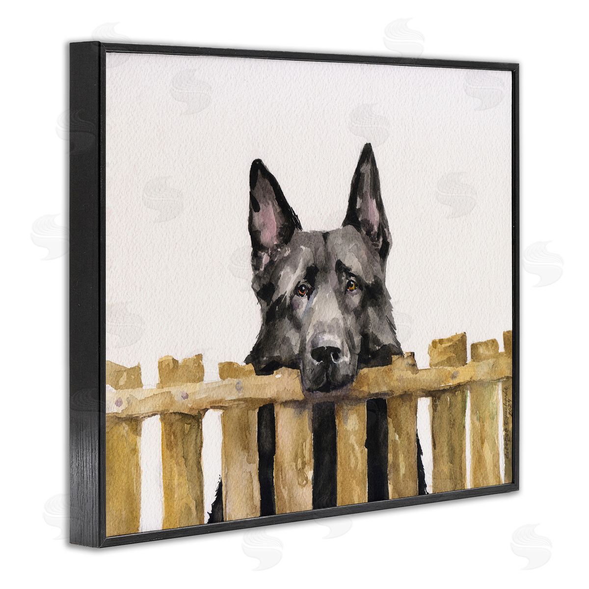 George Dyachenko Black German Shepherd Black Framed Giclee Wall Art Print