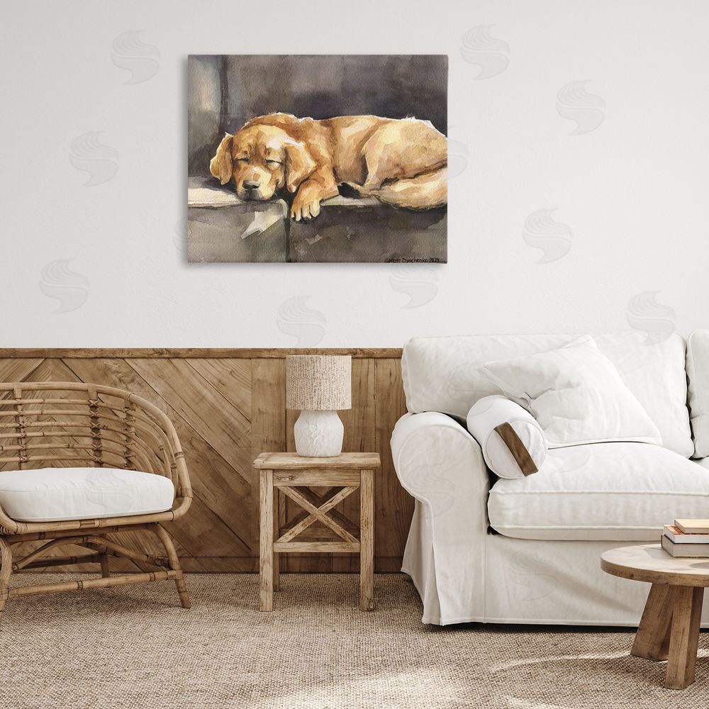 George Dyachenko Sleeping Golden Retriever Canvas Wall Art Print in Room