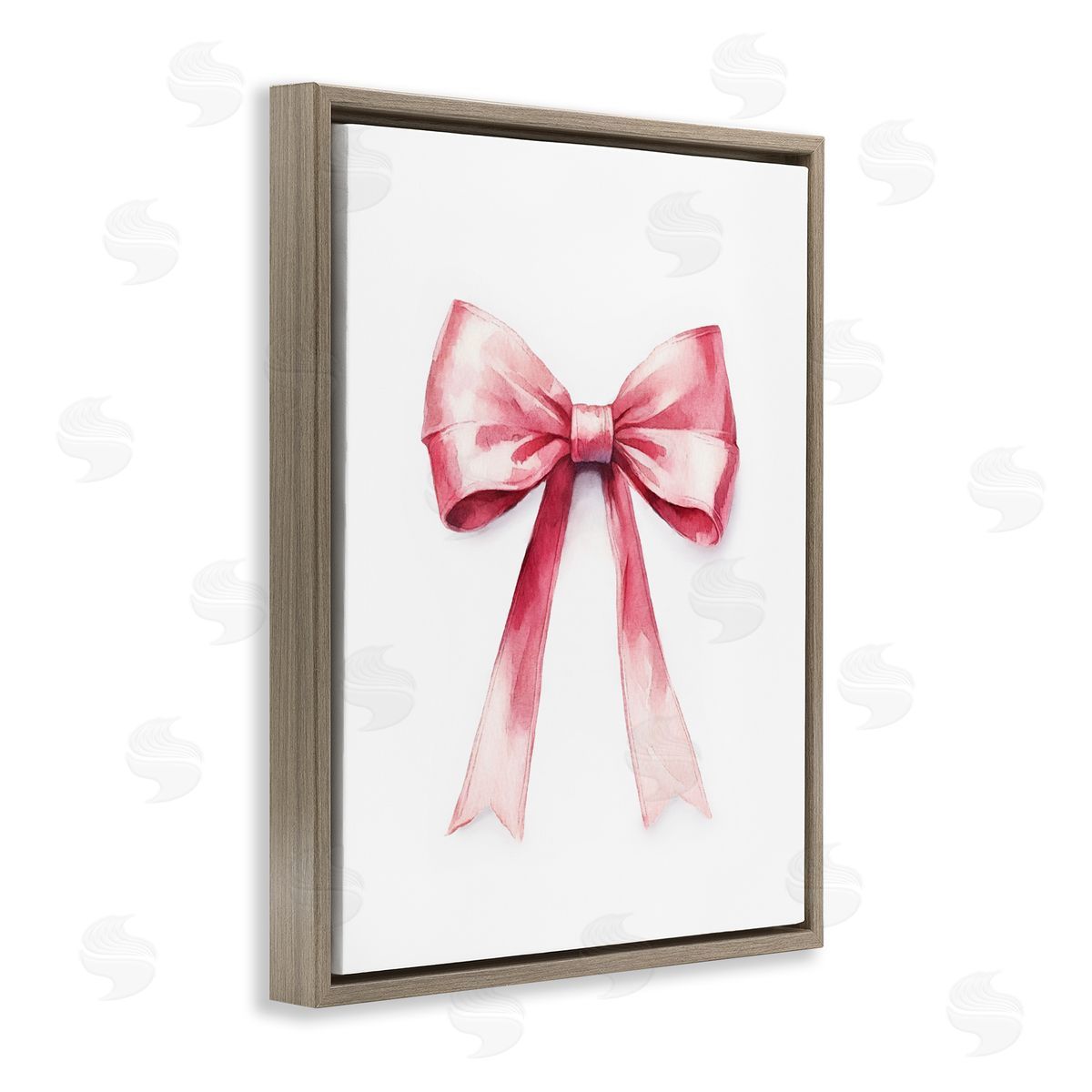 Amanda Greenwood Delicate Pink Bow Brown Floating Frame Canvas Wall Art Print