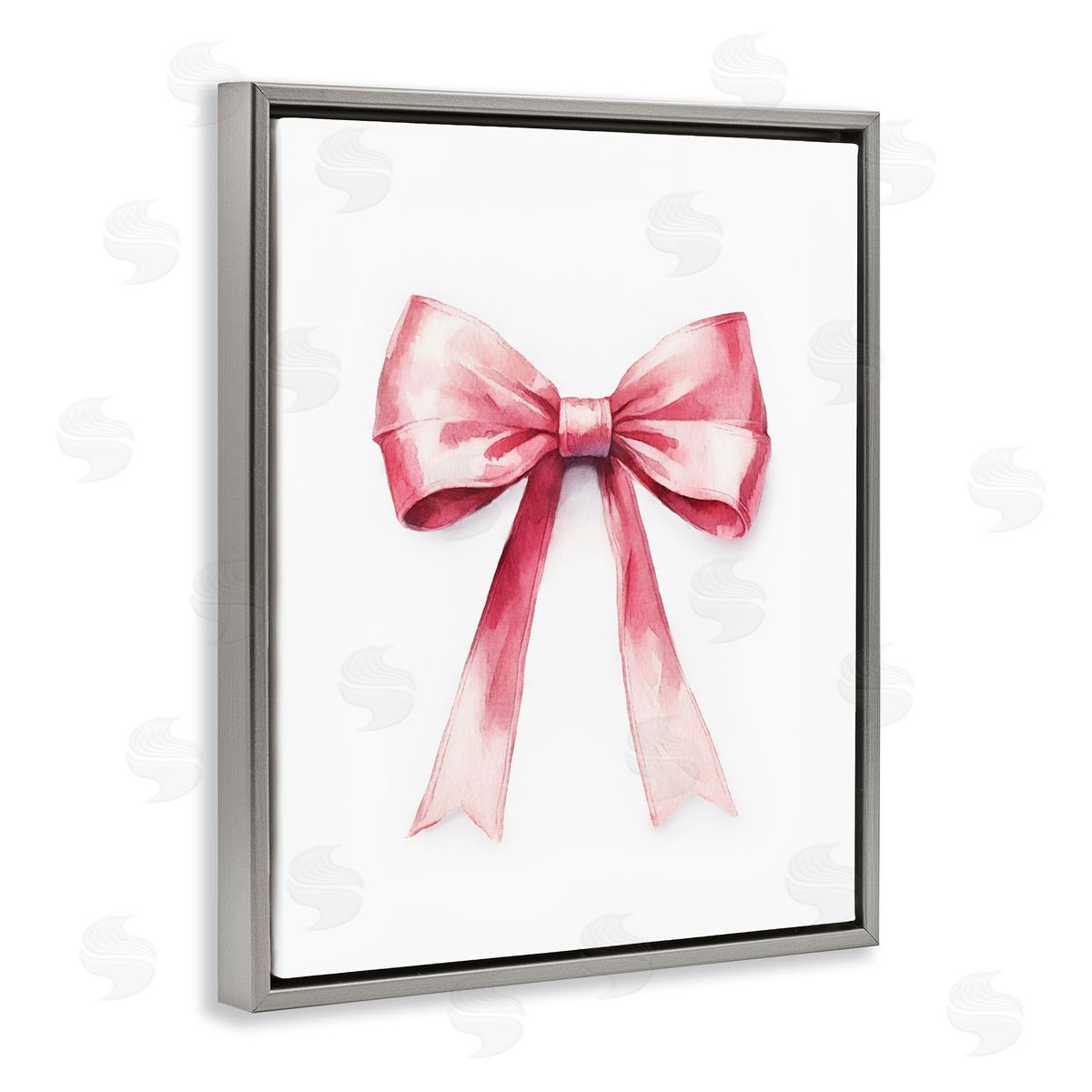 Amanda Greenwood Delicate Pink Bow Gray Floating Frame Canvas Wall Art Print