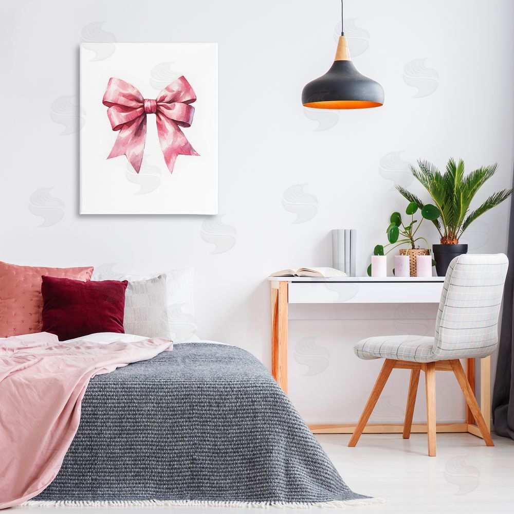 Amanda Greenwood Full Pink Ribbon Canvas Wall Art Print in Room