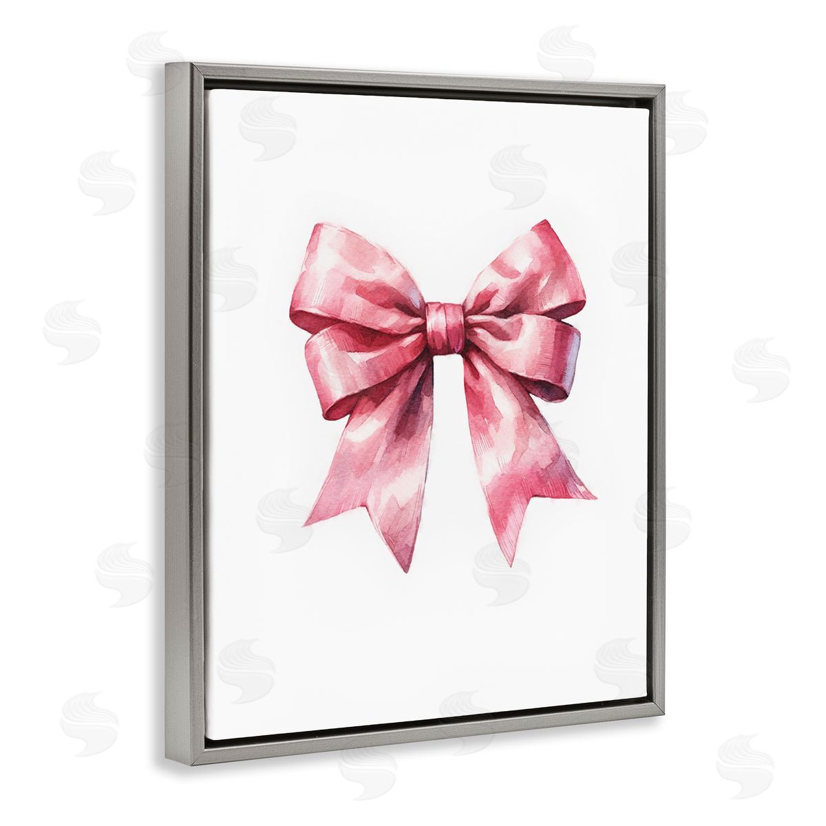 Amanda Greenwood Full Pink Ribbon Gray Floating Frame Canvas Wall Art Print