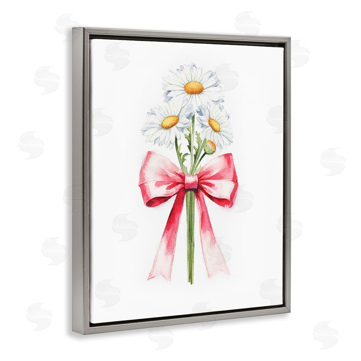 Amanda Greenwood Daisy Swathed Ribbon Gray Floating Frame Canvas Wall Art Print