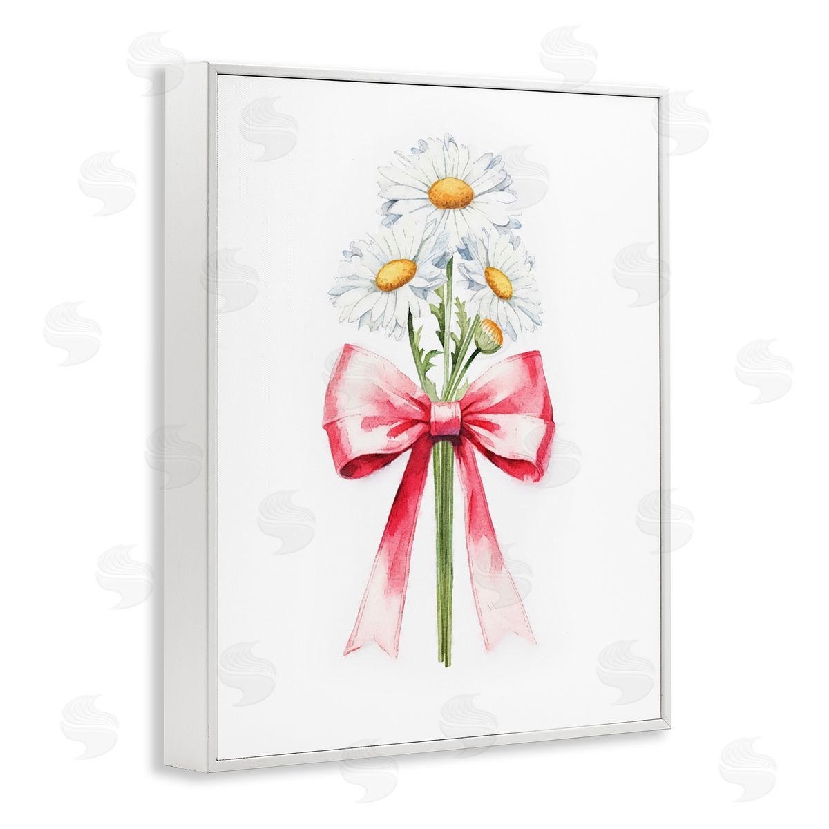 Amanda Greenwood Daisy Swathed Ribbon White Framed Giclee Wall Art Print