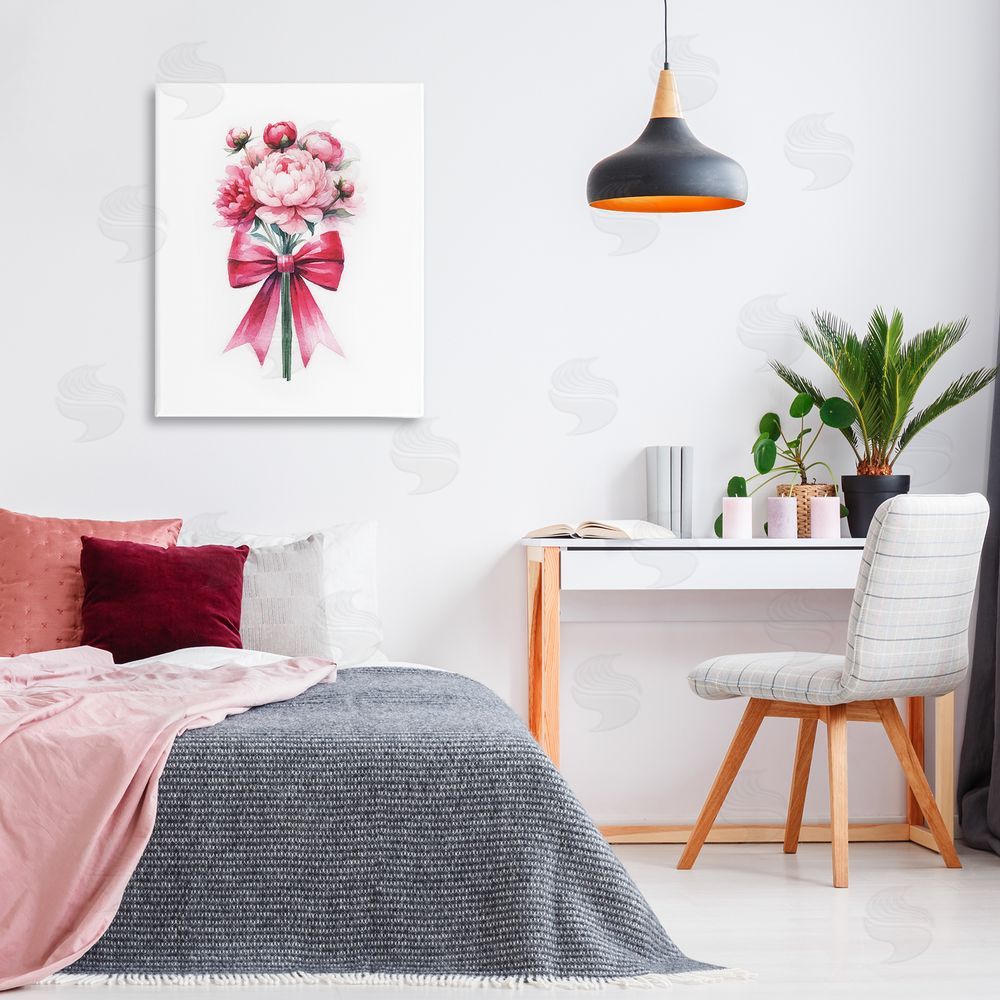 Amanda Greenwood Pink Ribbon Bouquet Canvas Wall Art Print in Room