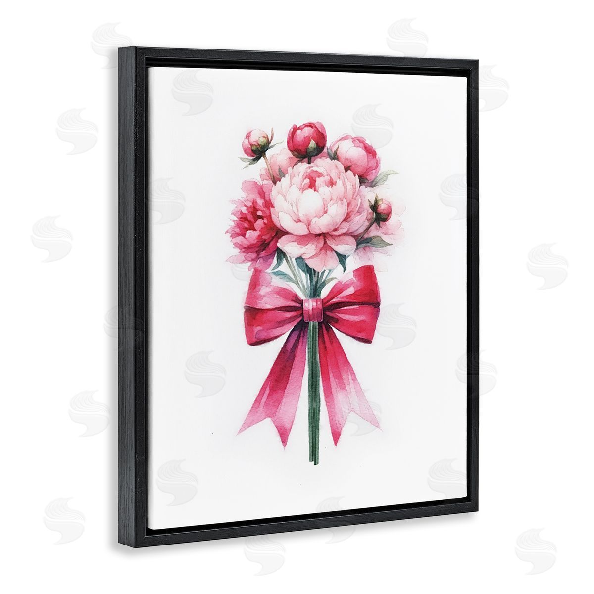 Amanda Greenwood Pink Ribbon Bouquet Black Floating Frame Canvas Wall Art Print