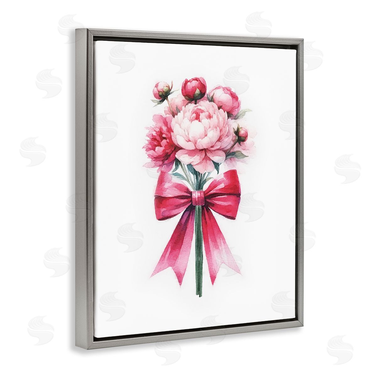 Amanda Greenwood Pink Ribbon Bouquet Gray Floating Frame Canvas Wall Art Print
