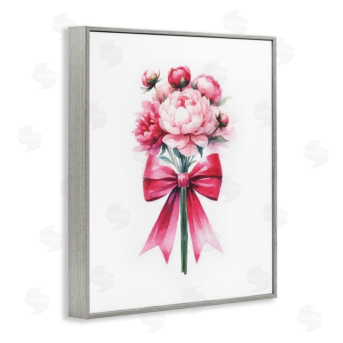 Amanda Greenwood Pink Ribbon Bouquet Gray Framed Giclee Wall Art Print