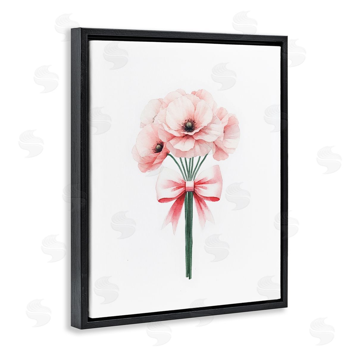 Amanda Greenwood Pastel Bouquet with Bow Black Floating Frame Canvas Wall Art Print
