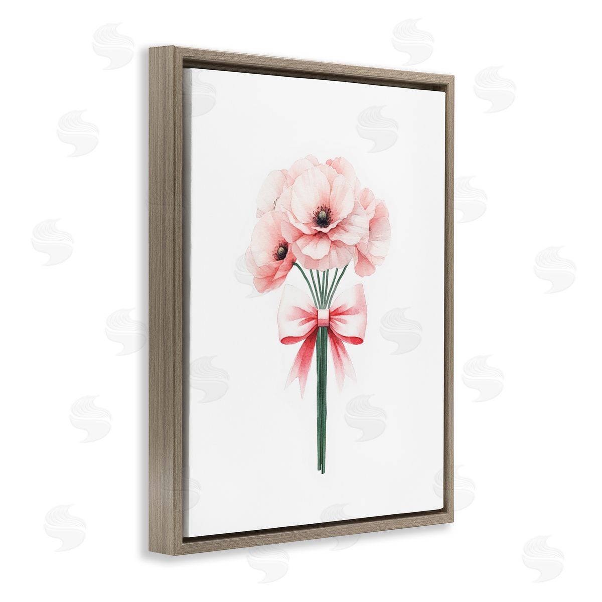 Amanda Greenwood Pastel Bouquet with Bow Brown Floating Frame Canvas Wall Art Print