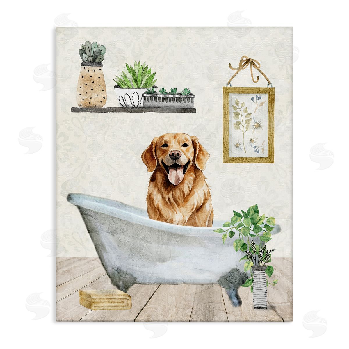 Kim Allen Doggie Bath Time Canvas Wall Art Print
