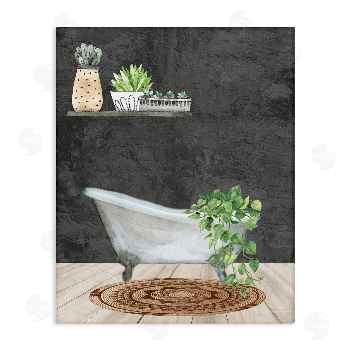 Kim Allen Relaxing Greens Bathroom Canvas Wall Art Print
