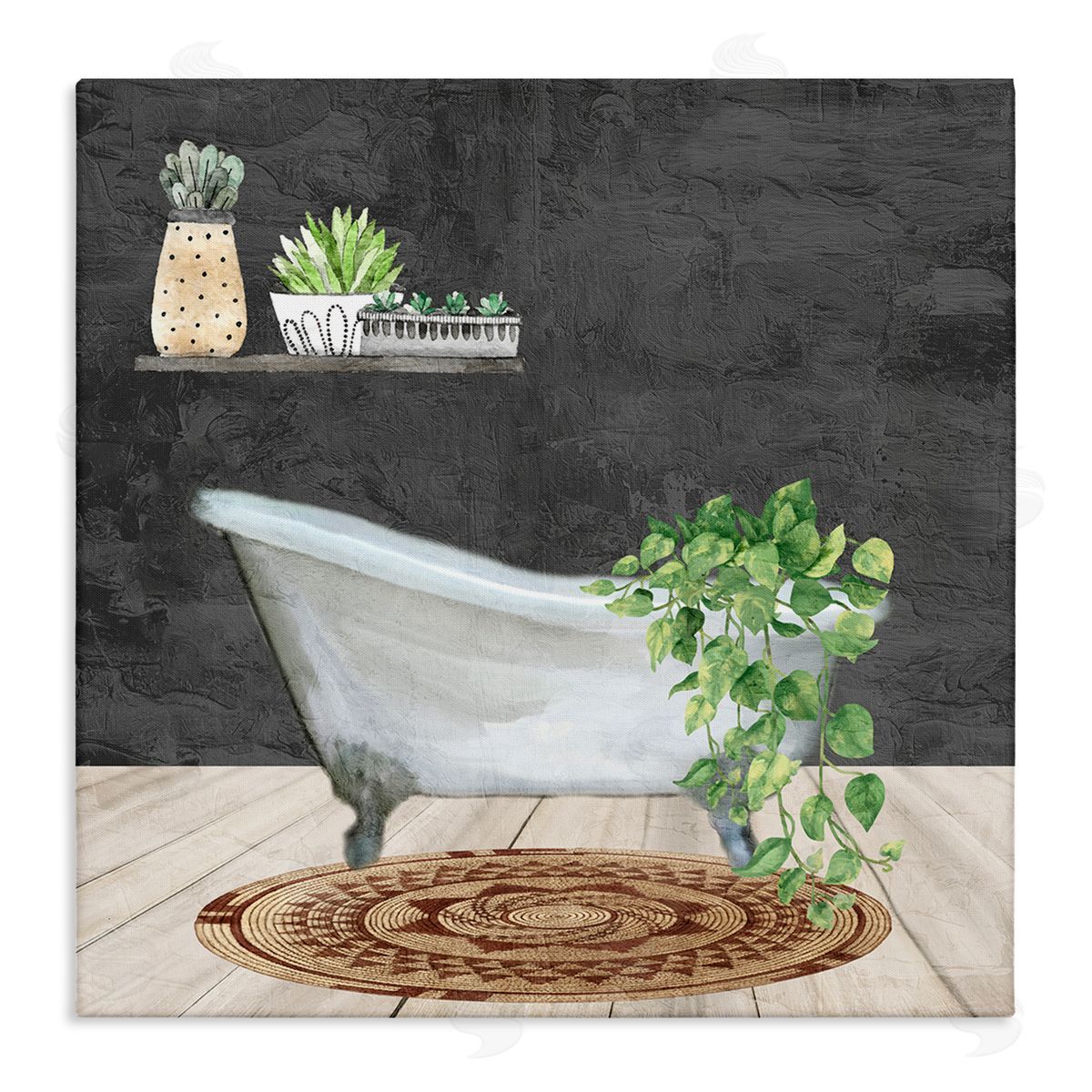 Kim Allen Botanical Bathtub Scene Canvas Wall Art Print
