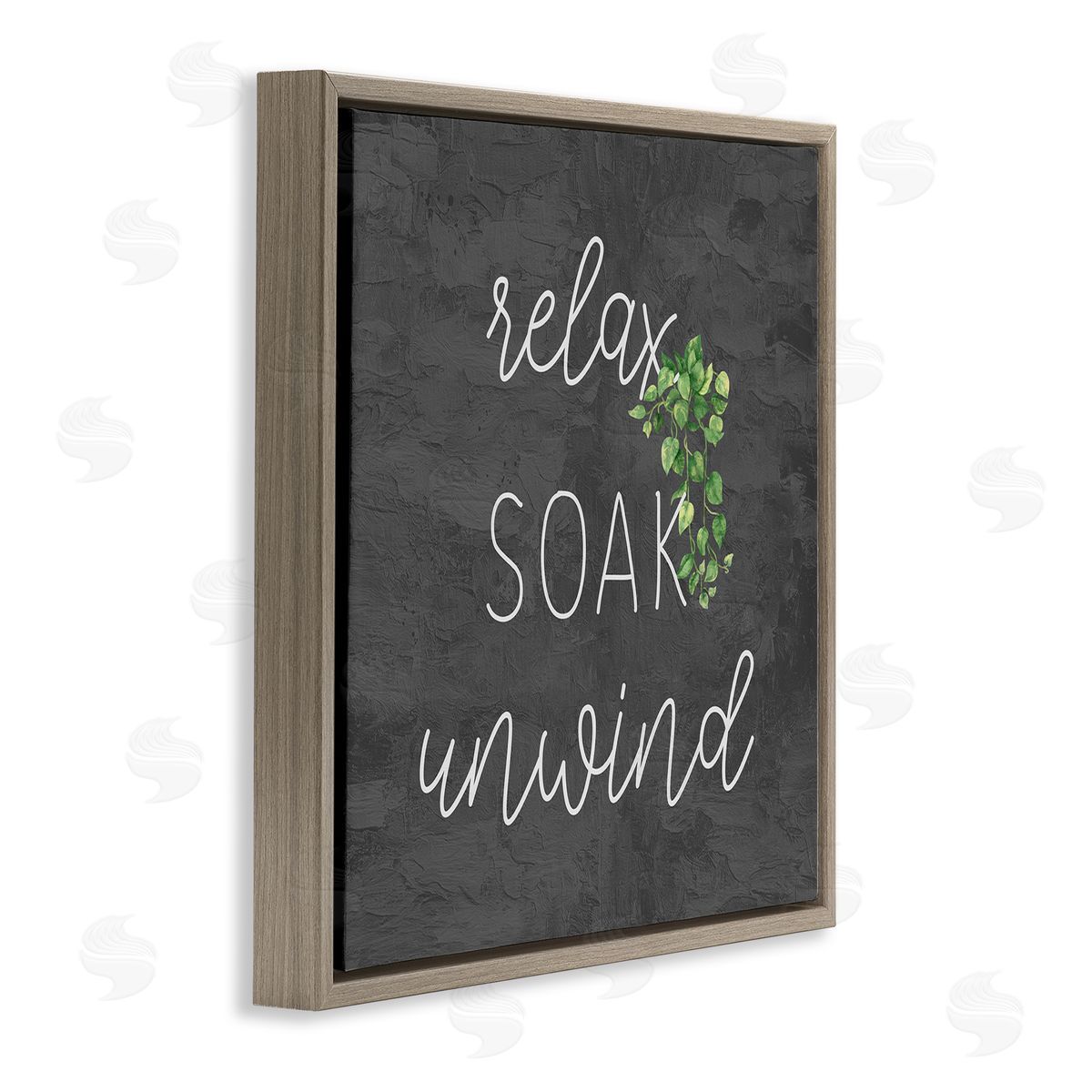 Kim Allen Relax Unwind with Botanicals Brown Floating Frame Canvas Wall Art Print