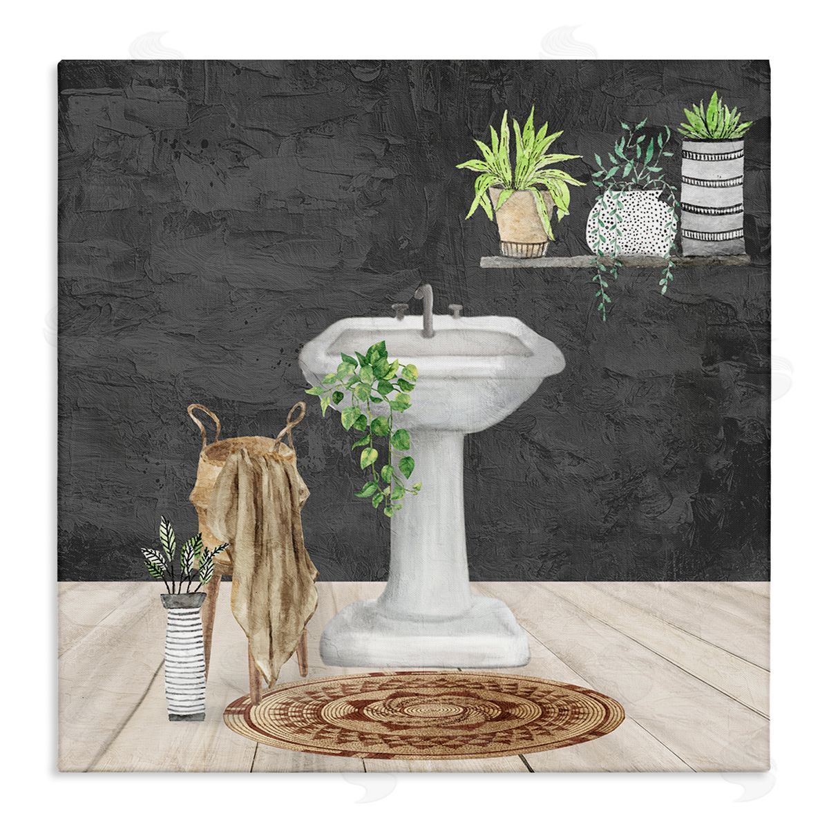 Kim Allen Relaxing Bathroom View Canvas Wall Art Print