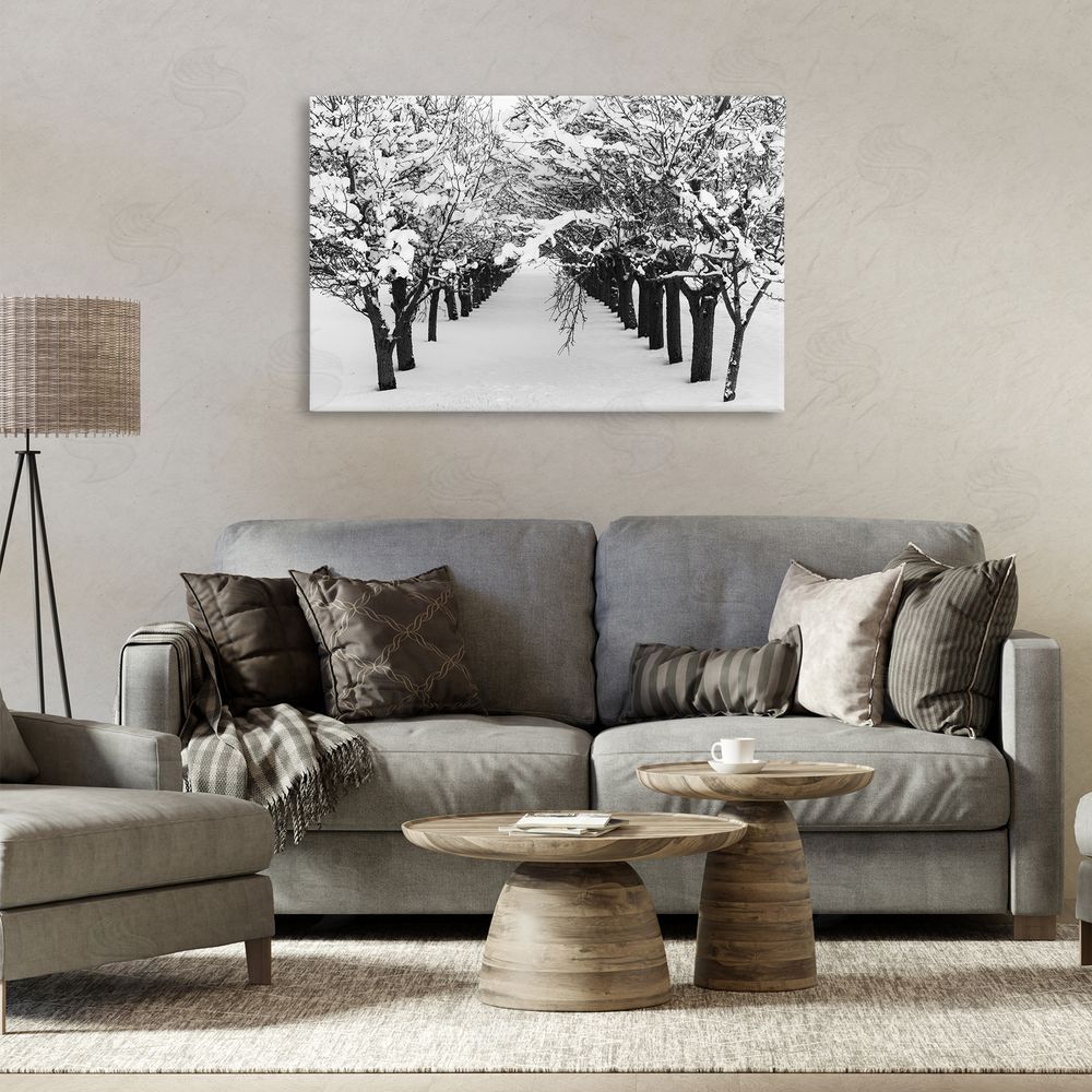 Nancy Crowell Winter Tree Pathway Canvas Wall Art Print in Room