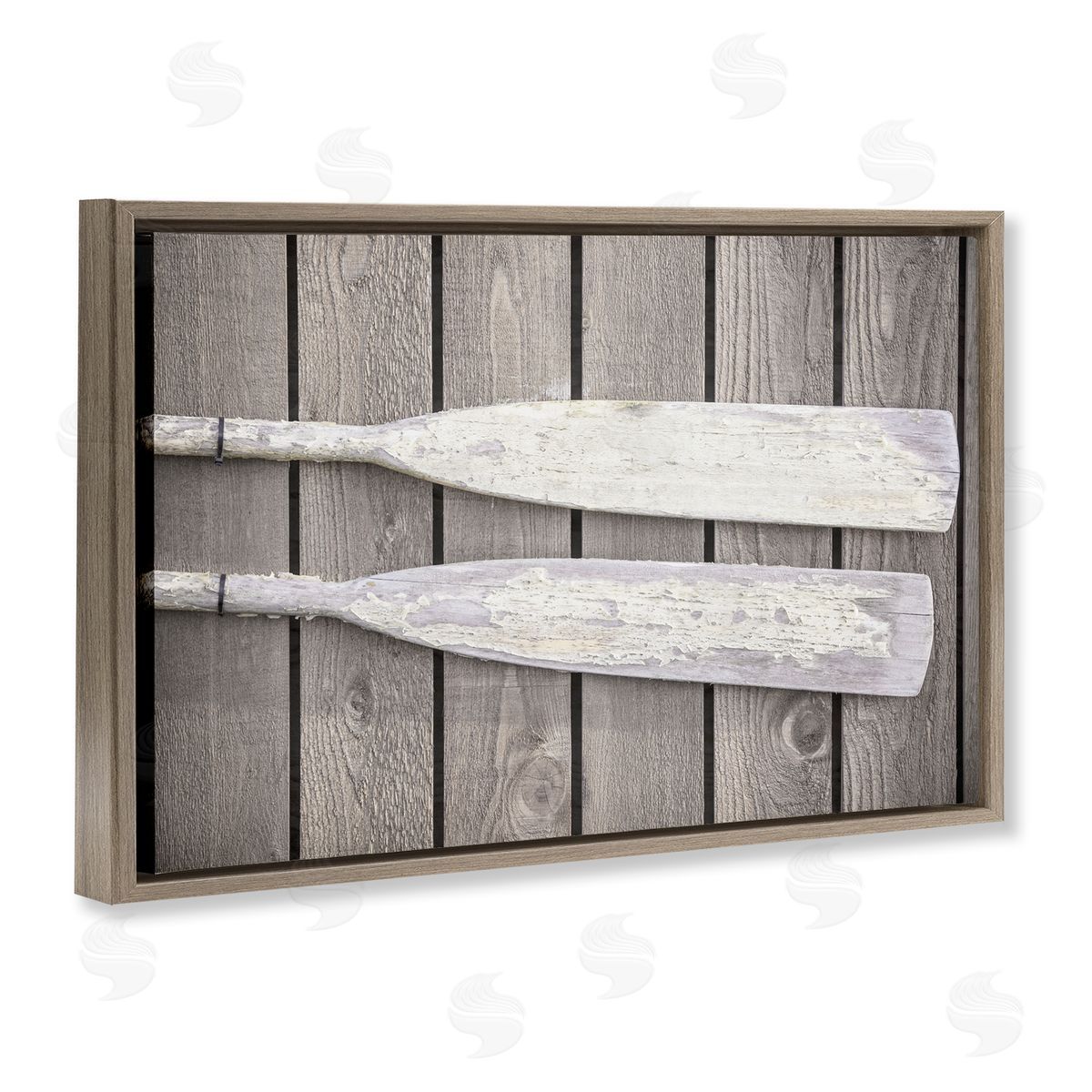 Aaron Matheson Rustic Oars Pair Brown Floating Frame Canvas Wall Art Print