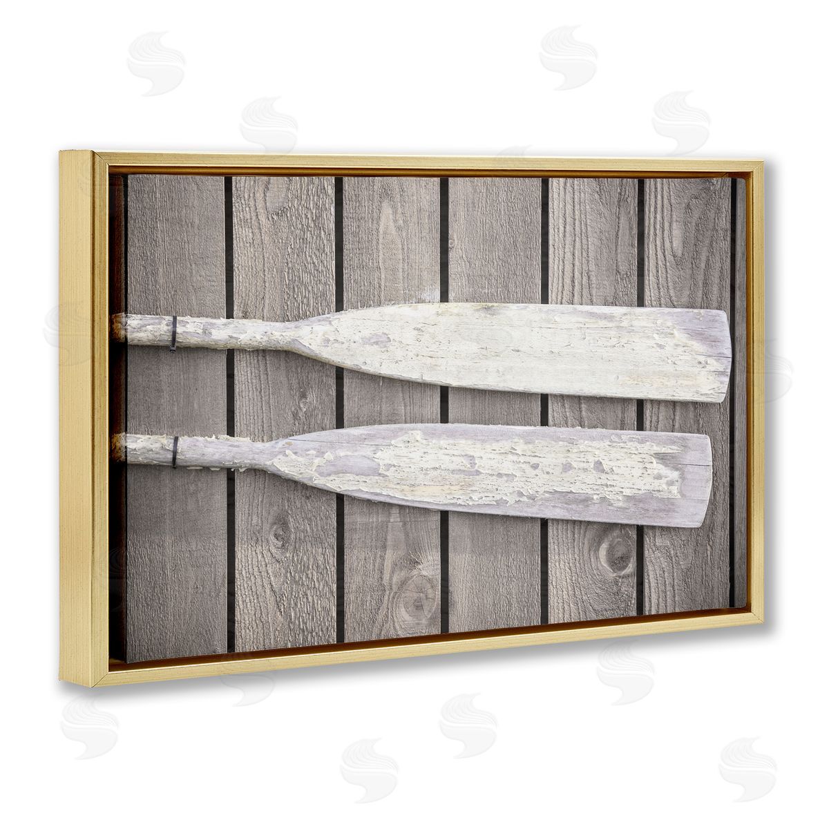 Aaron Matheson Rustic Oars Pair Gold Floating Frame Canvas Wall Art Print