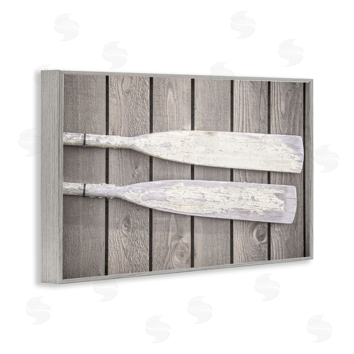 Aaron Matheson Rustic Oars Pair Gray Framed Giclee Wall Art Print
