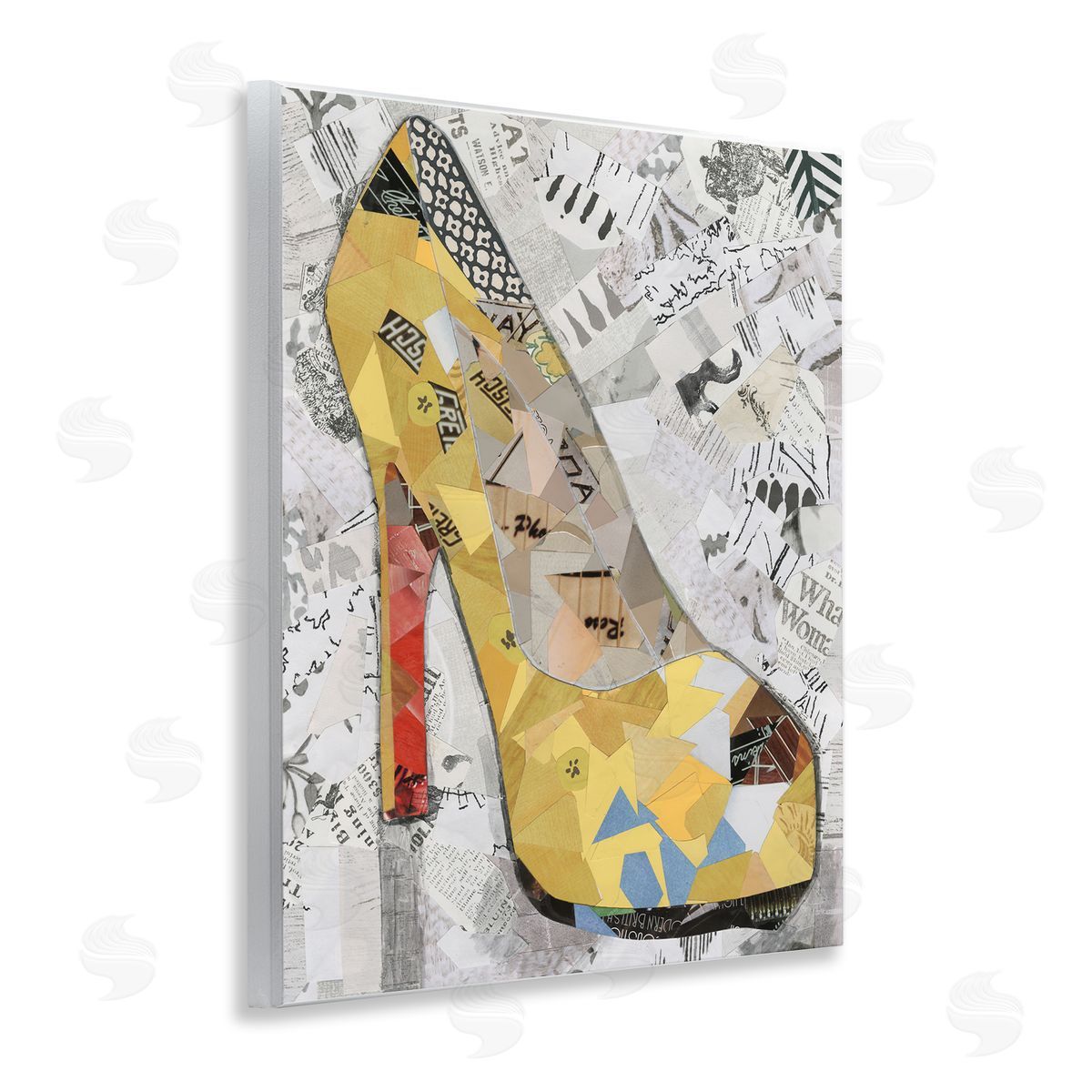 Coco Good Collaged Yellow Heel Wooden Wall Plaque Art Print