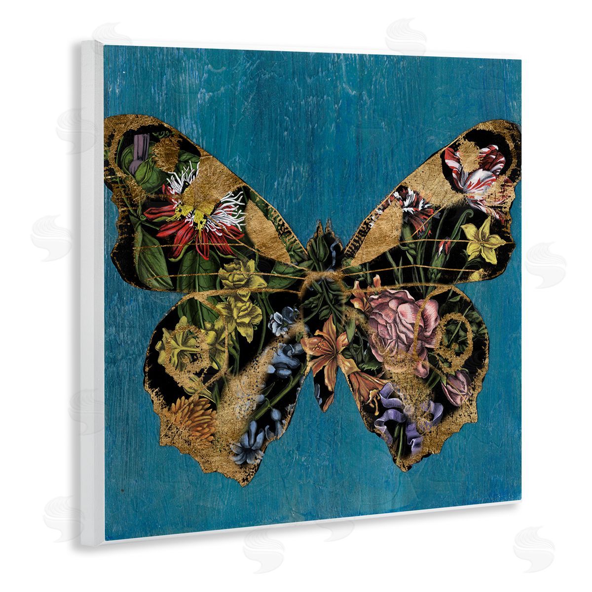 Naomi McCavitt Vivid Blue with Butterfly Wooden Wall Plaque Art Print