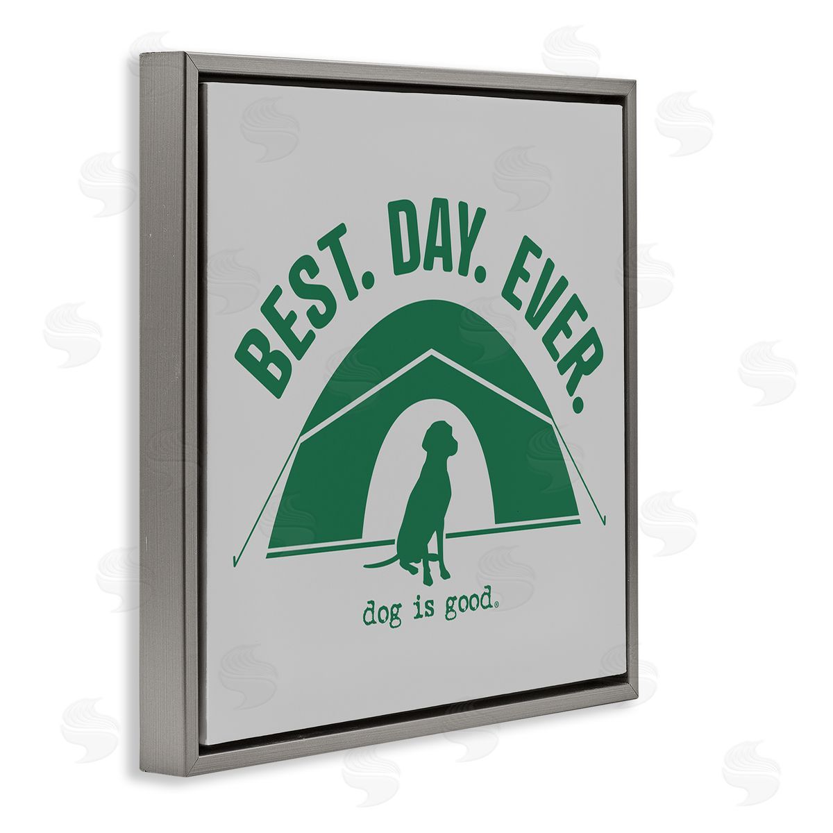 Best Day Camping Dog Grey Floating Frame Canvas Wall Art, Home Decor by Dog Is Good