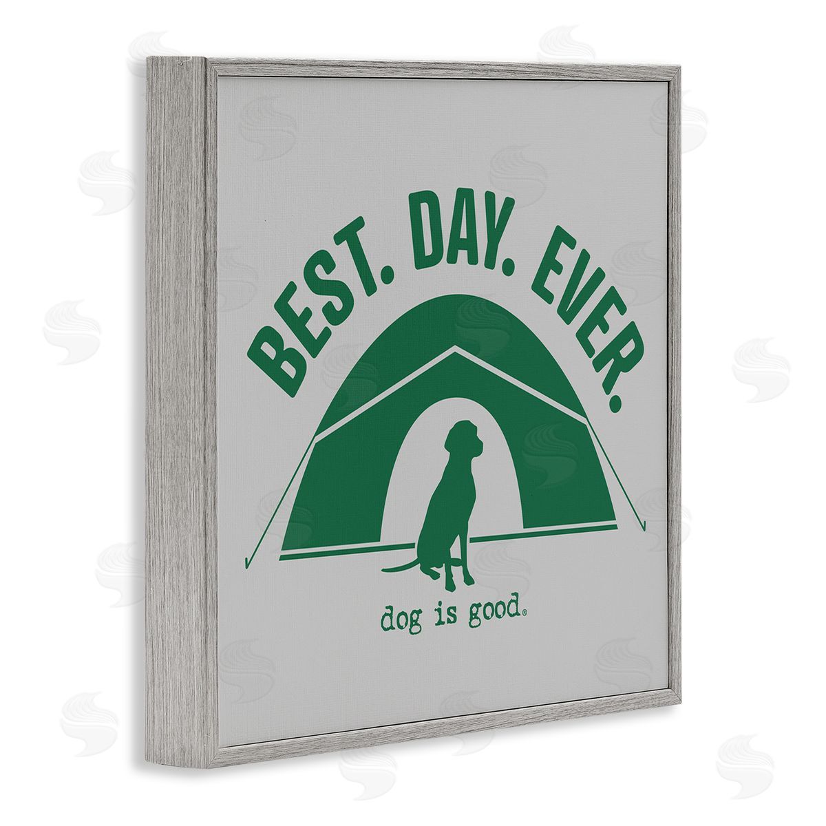 Best Day Camping Dog Grey Frame Print Wall Art, Home Decor by Dog Is Good