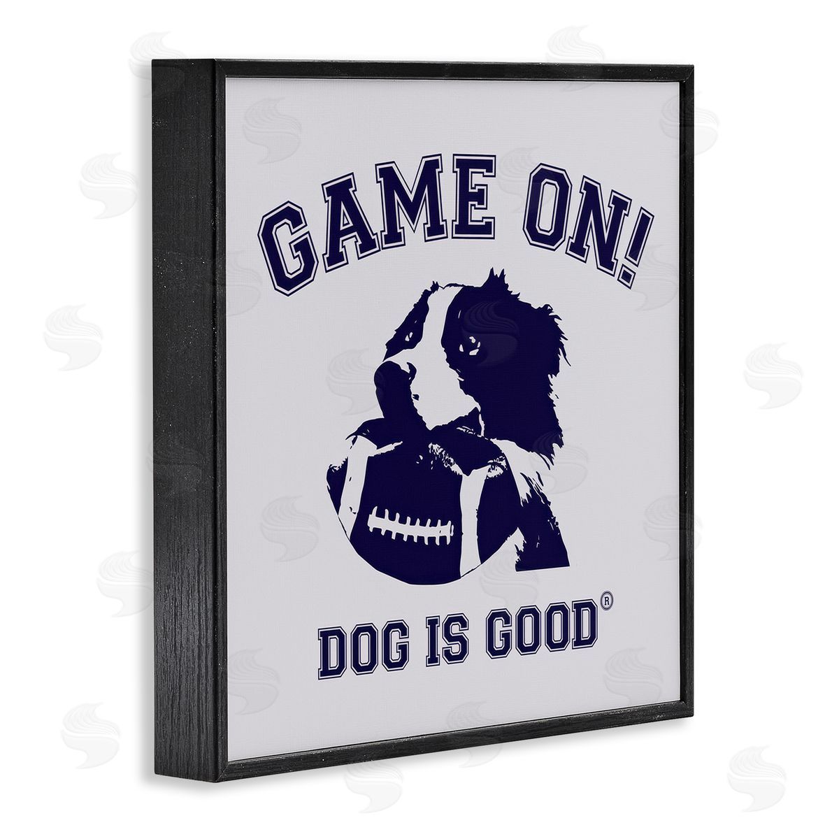 Dog Is Good Game On Dog & Football Black Framed Giclee Wall Art Print