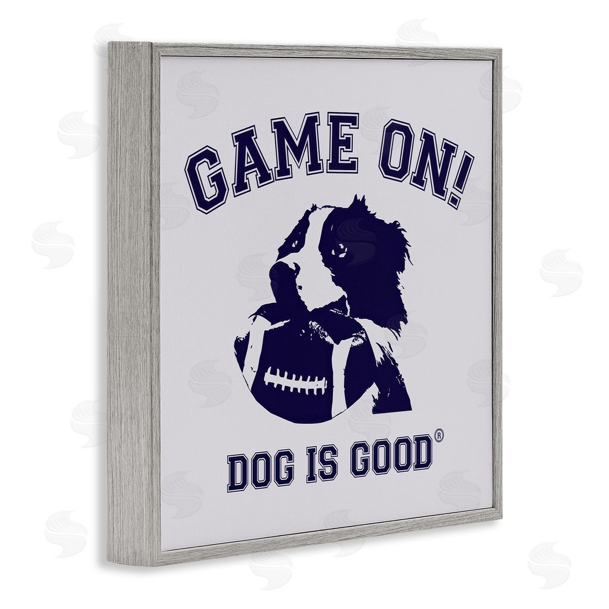 Dog Is Good Game On Dog & Football Gray Framed Giclee Wall Art Print