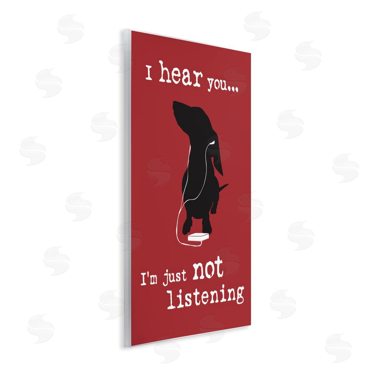 Dog Is Good Not Listening Dog Headphones Wooden Wall Plaque Art Print