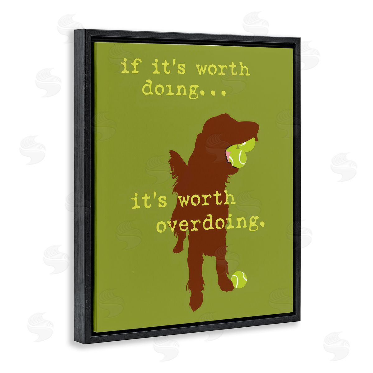 Dog Is Good Worth Overdoing Dog Phrase Black Floating Frame Canvas Wall Art Print