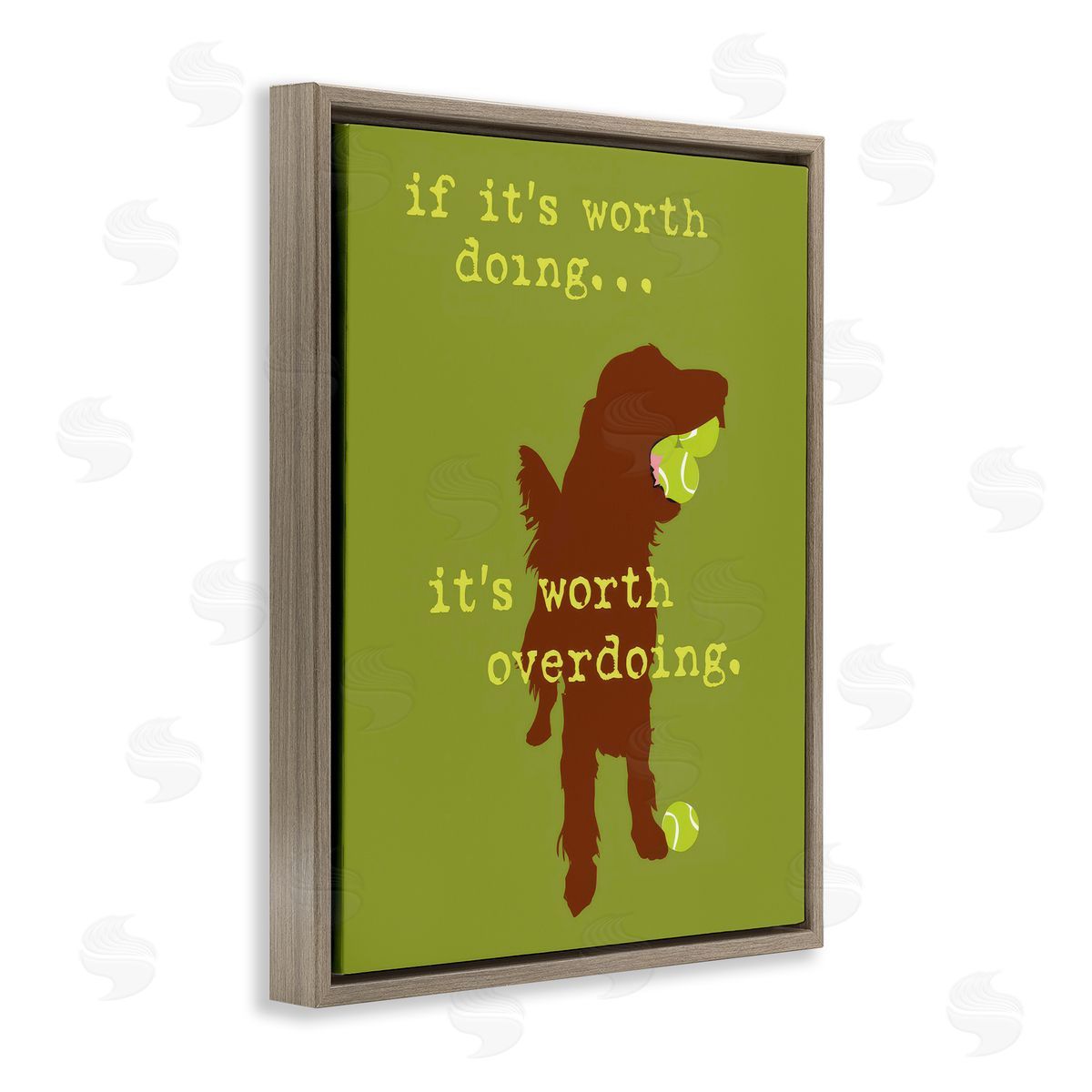 Dog Is Good Worth Overdoing Dog Phrase Brown Floating Frame Canvas Wall Art Print