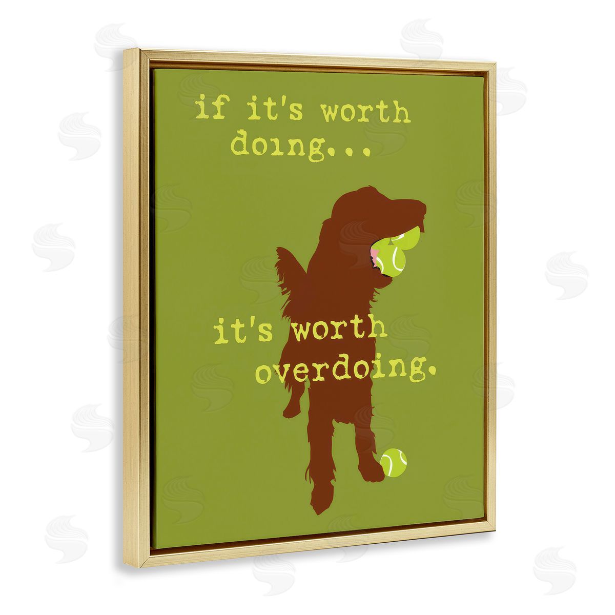 Dog Is Good Worth Overdoing Dog Phrase Gold Floating Frame Canvas Wall Art Print