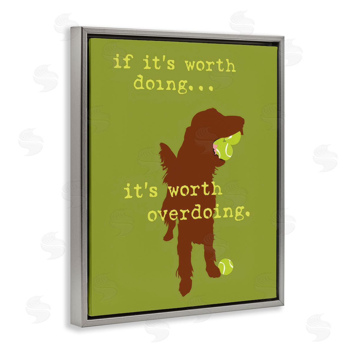 Dog Is Good Worth Overdoing Dog Phrase Gray Floating Frame Canvas Wall Art Print