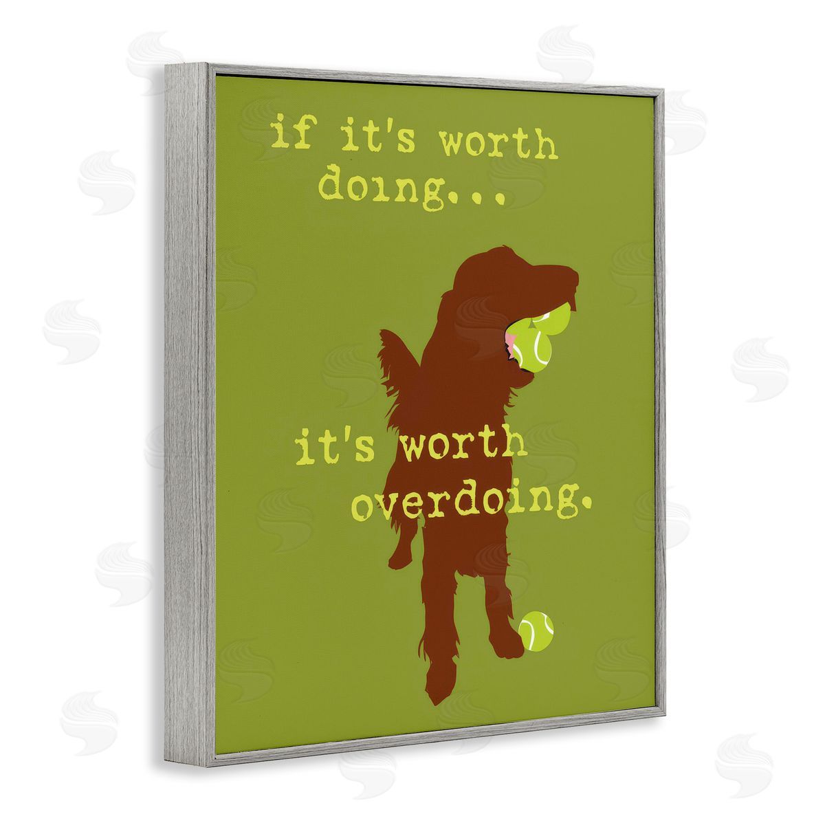 Dog Is Good Worth Overdoing Dog Phrase Gray Framed Giclee Wall Art Print