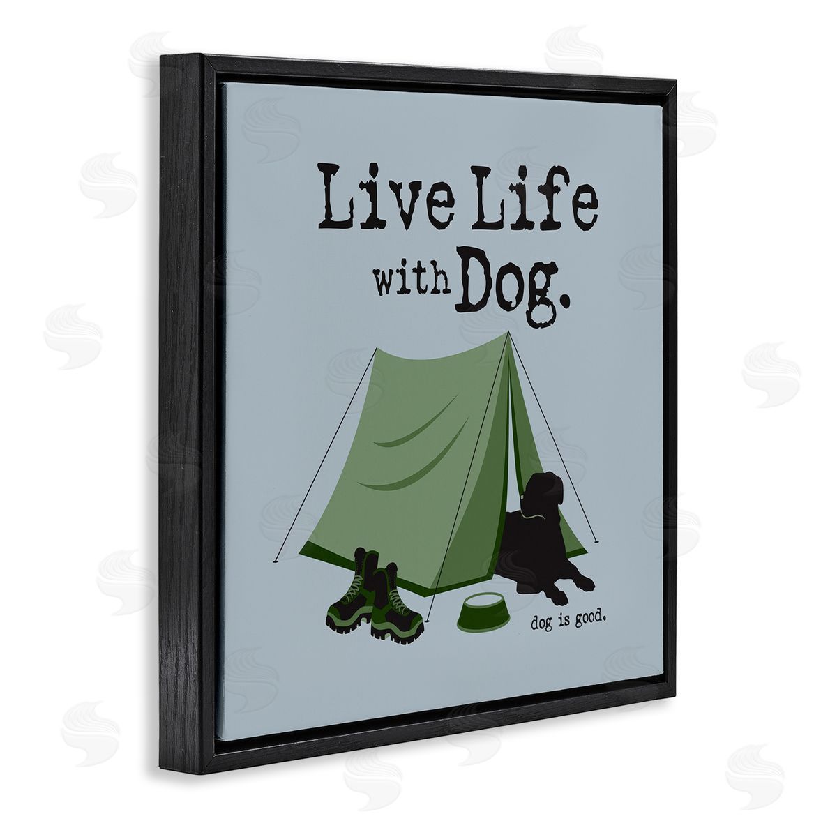 Dog Is Good Camping with Dog Black Floating Frame Canvas Wall Art Print