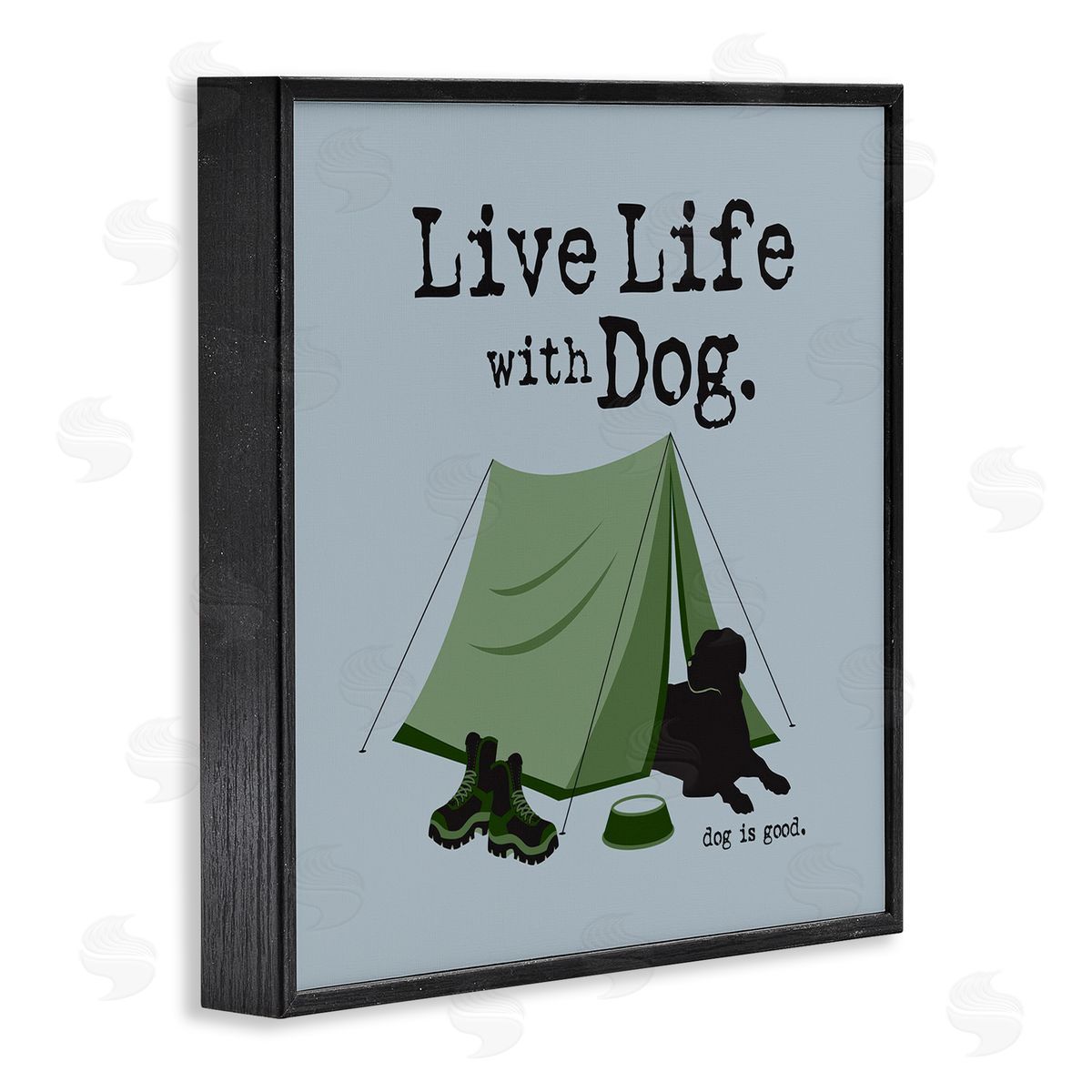 Dog Is Good Camping with Dog Black Framed Giclee Wall Art Print